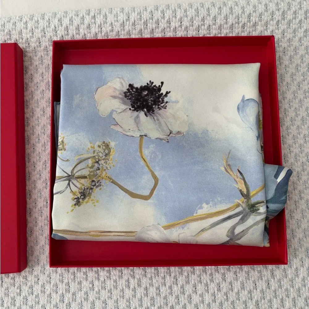 Ferragamo Fiori blue silk scarf
